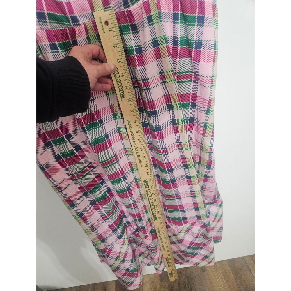Torrid Pink Green Plaid Ruffle Strap Smocked Tiered Midi Dress Pockets Size 1 - Picture 6 of 8